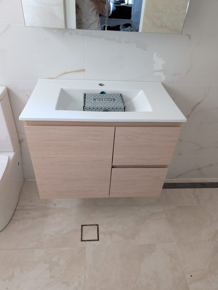 Finished bathroom vanity